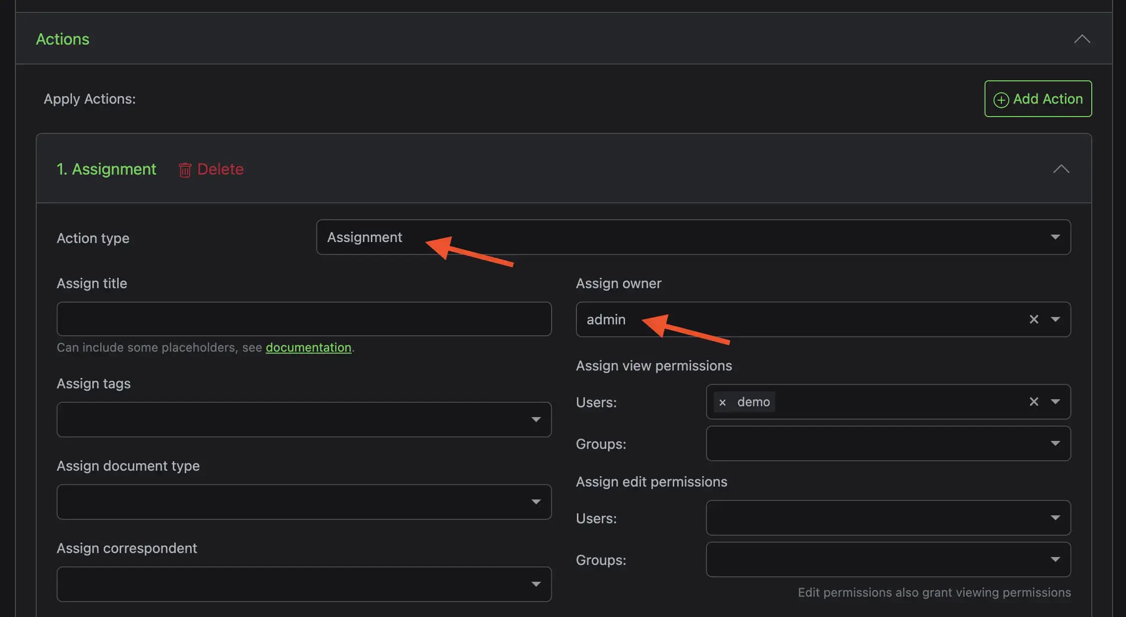 Automation to assign owner to imported documents