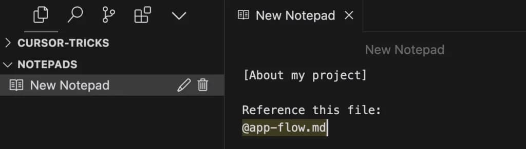 Utilizing notepads in cursor ai